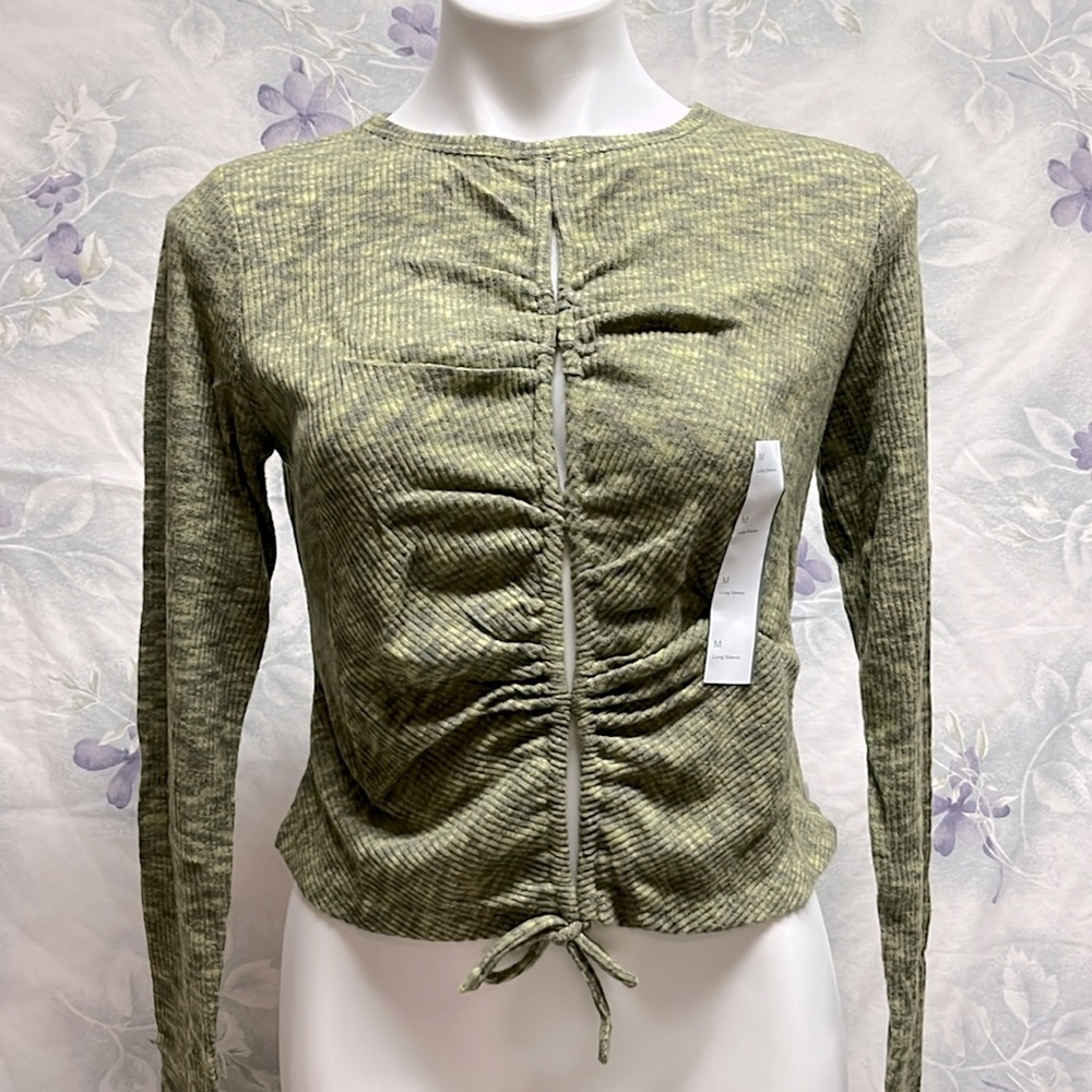 NWT Ribbed Open-Front Top
